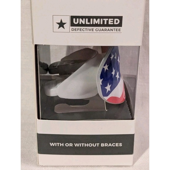 New Battle Sports Mouth Guard Chrome American Flag Oxygen Lip Protector Strap - Picture 12 of 15